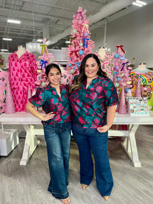 ALEXA TAVIA SPLIT NECK BLOUSE