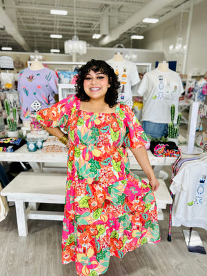 MEREDITH TROPICAL FLORAL DRESS