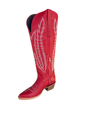 VALENTINA RED TALL WIDE CALF OWGIRL BOOTS