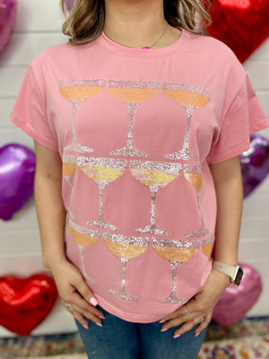 LIGHT PINK CHAMPAGNE TOWER TEE