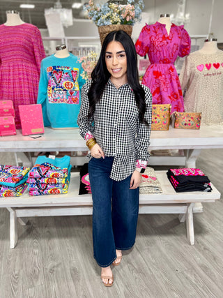 Heidi Top- Blk Wht Gingham