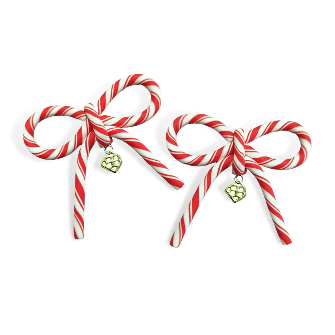 CANDY CANE BOW EARRINGS