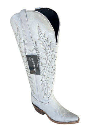 PAULINA WHITE TALL WIDE CALF COWGIRL BOOTS