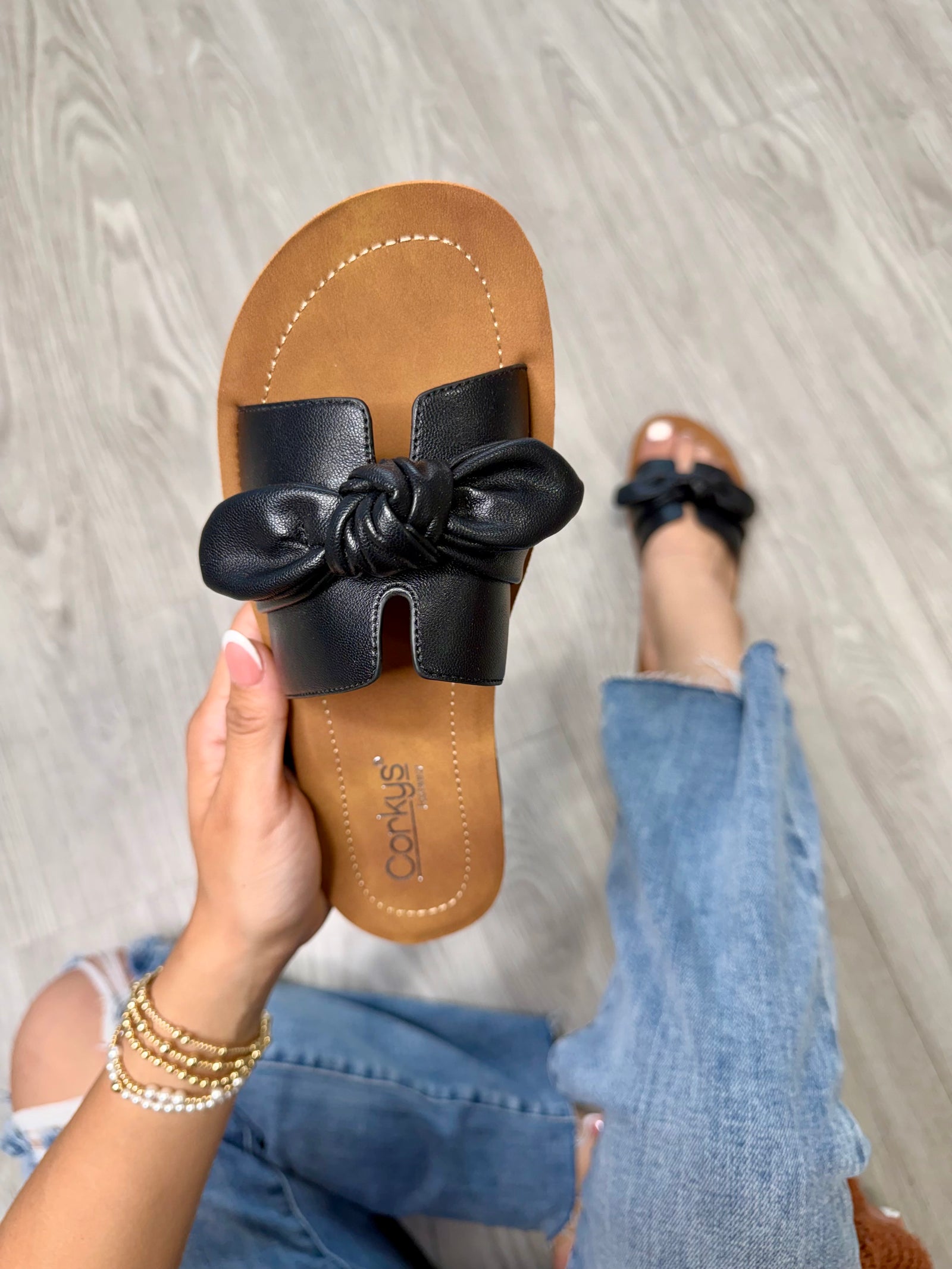CORKYS TOO CUTE BLACK SANDALS