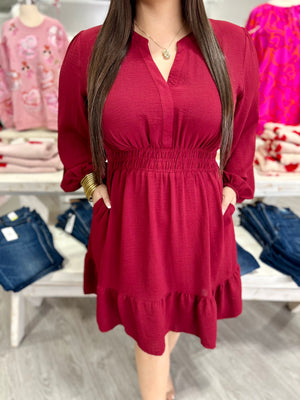 ANNA BURGUNDY DRESS