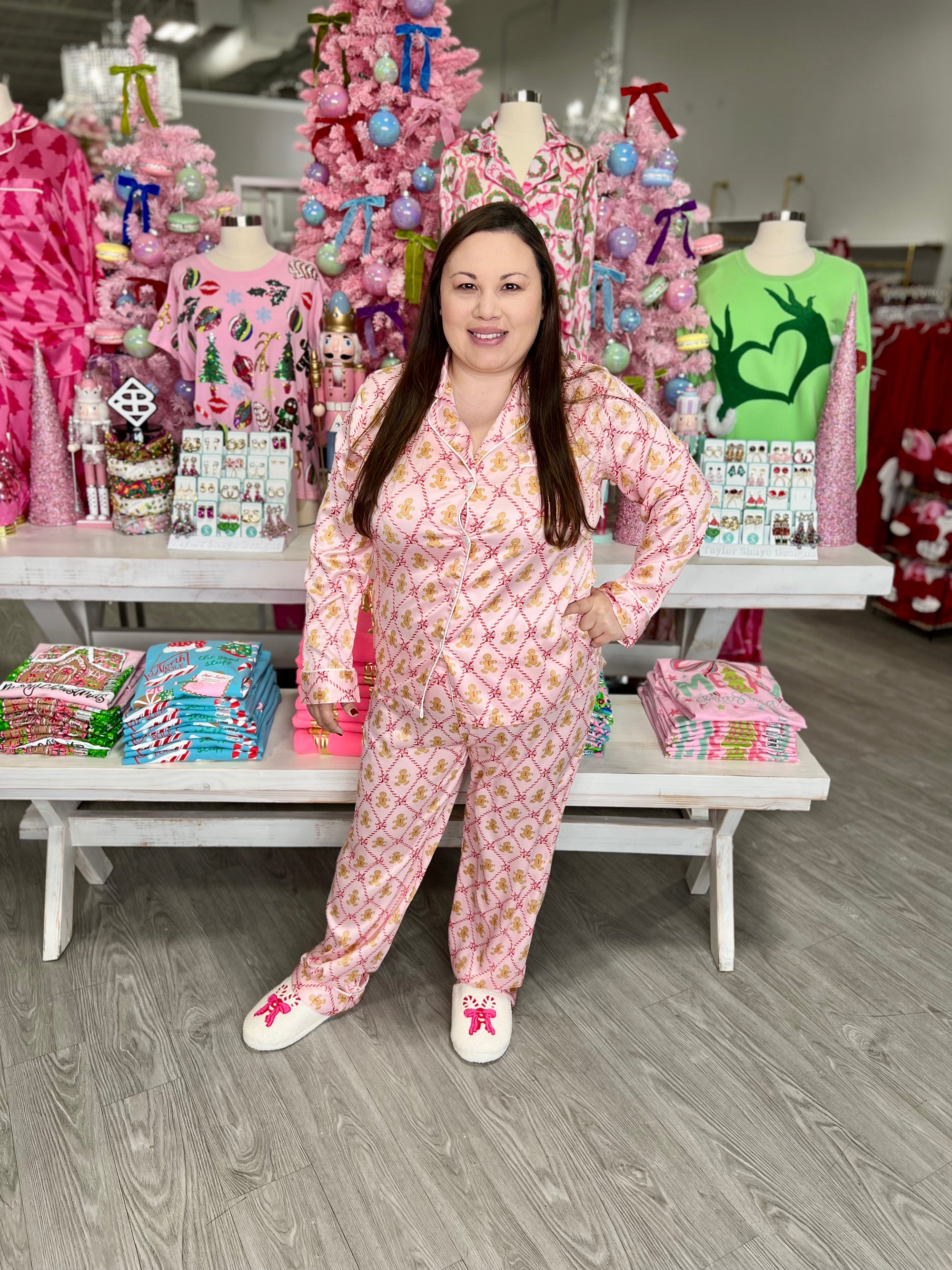 Way To My Heart Silky Satin Pajama Long Sleeve Set,