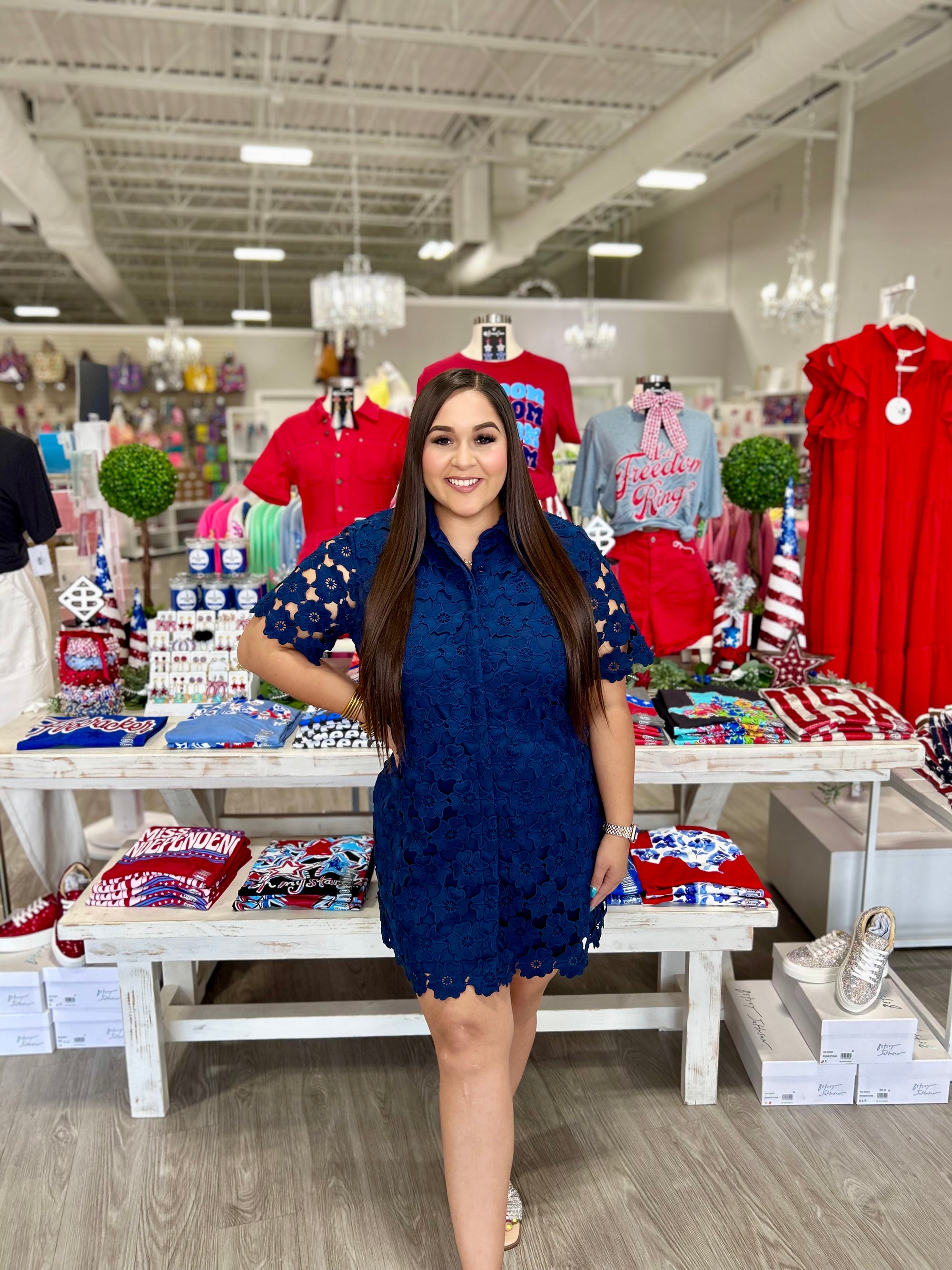 LONG LIVE AMERICA EYELET DRESS