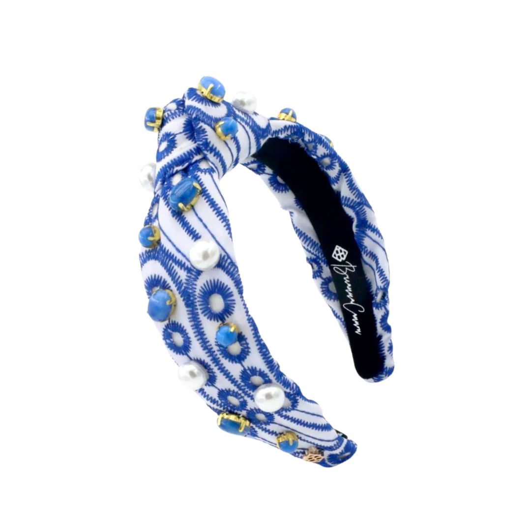 CHILD SIZE BLUE & WHITE MYKONOS EYELET HEADBAND