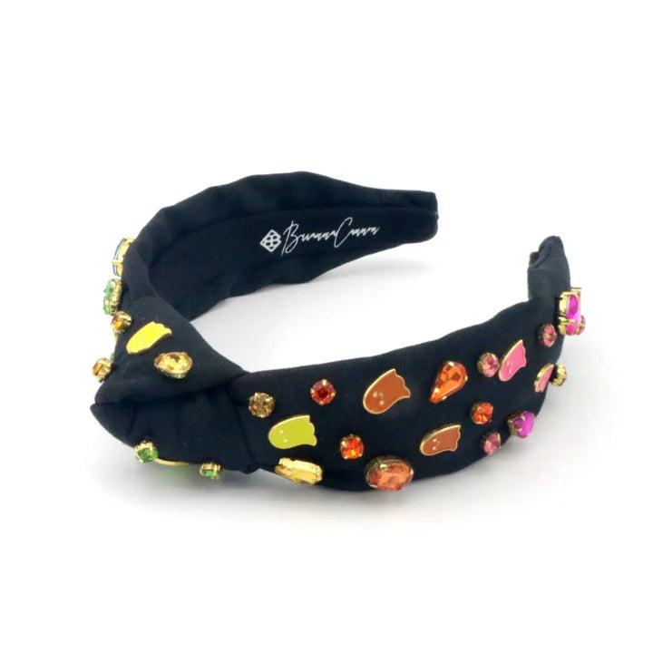 Child Size Black Headband With Neon Ghosts and Crystals