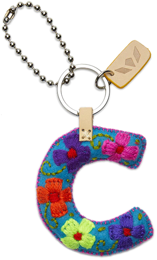TURQUOISE FELT CHARM INITIAL C