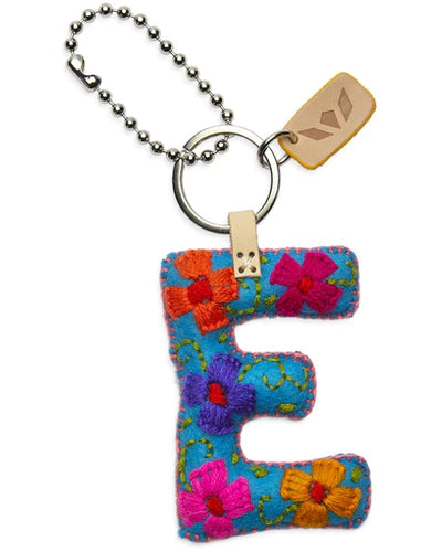 TURQUOISE FELT CHARM INITIAL E