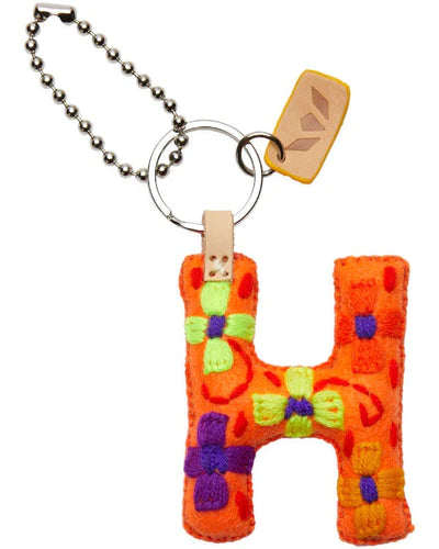 ORANGE FELT CHARM INITIAL H