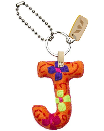 ORANGE FELT CHARM INITIAL J