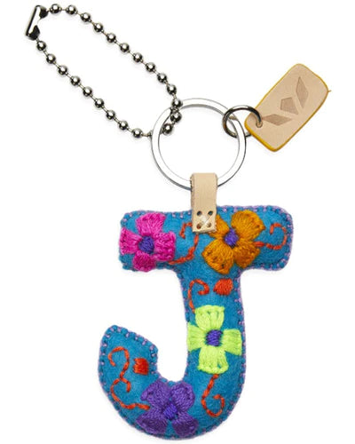 TURQUOISE FELT CHARM INITIAL J