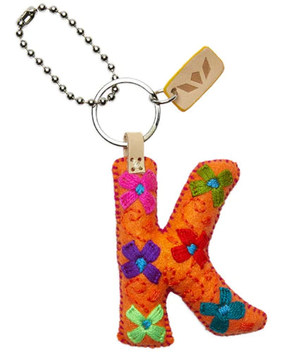 ORANGE FELT CHARM INITIAL K