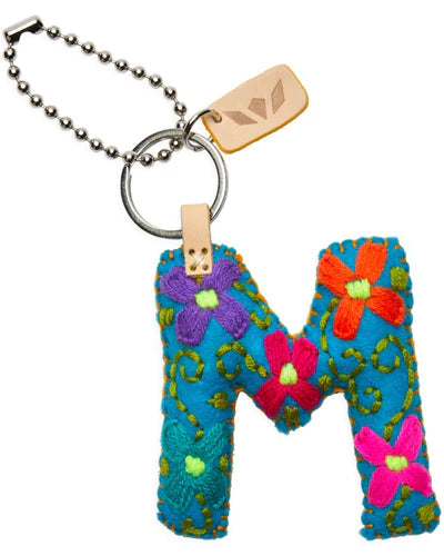 TURQUOISE FELT CHARM INITIAL M