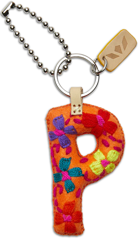 ORANGE FELT CHARM INITIAL P