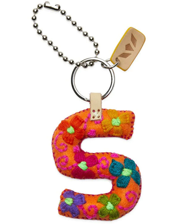 ORANGE FELT CHARM INITIAL S