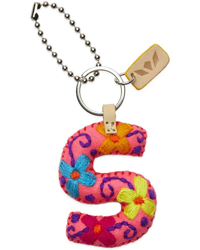 PINK FELT CHARM INITIAL S