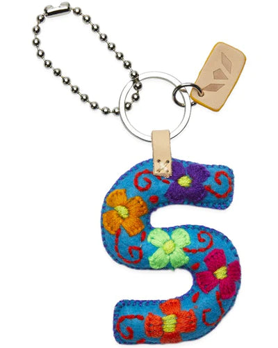 TURQUOISE FELT CHARM INITIAL S