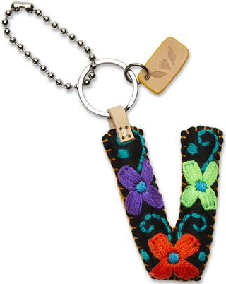 BLACK FELT CHARM INITIAL V