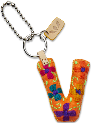 ORANGE FELT CHARM INITIAL V