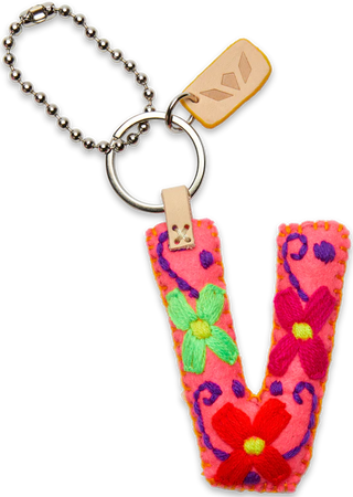 PINK FELT CHARM INITIAL V
