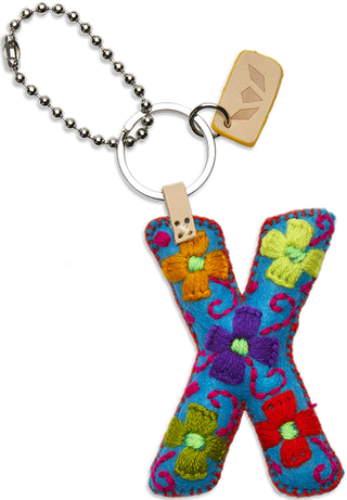 TURQUOISE FELT CHARM INITIAL X