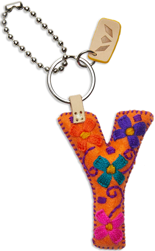 ORANGE FELT CHARM INITIAL Y