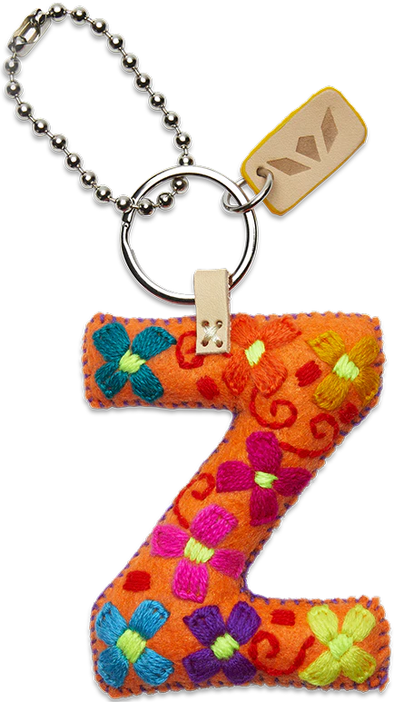 ORANGE FELT CHARM INITIAL Z