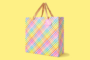 COLORFUL GINGHAM LARGE GIFT BAG