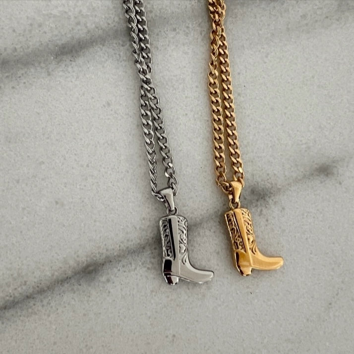 Cowgirl Boot Necklace- SILVER