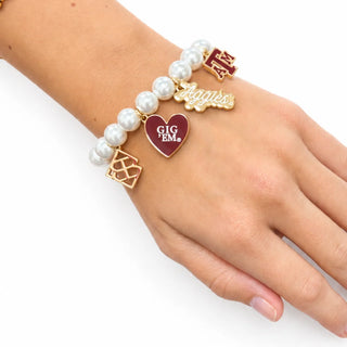 Texas A&M Pearl Charm Bracelet