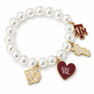 Texas A&M Pearl Charm Bracelet