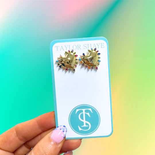 Rainbow Heart Studs