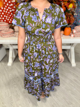 SYLVIE Smocked Midi Dress