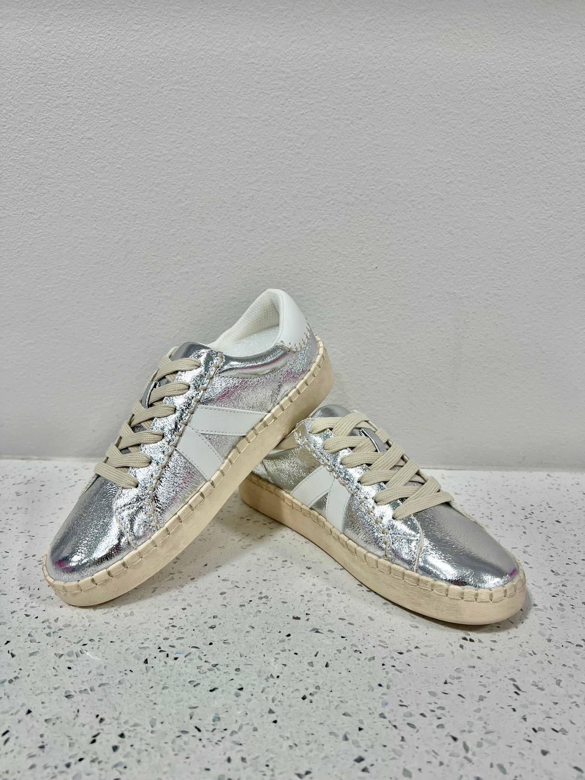 Corky's Silver Crinkle Metallic Friend Zone Sneakers