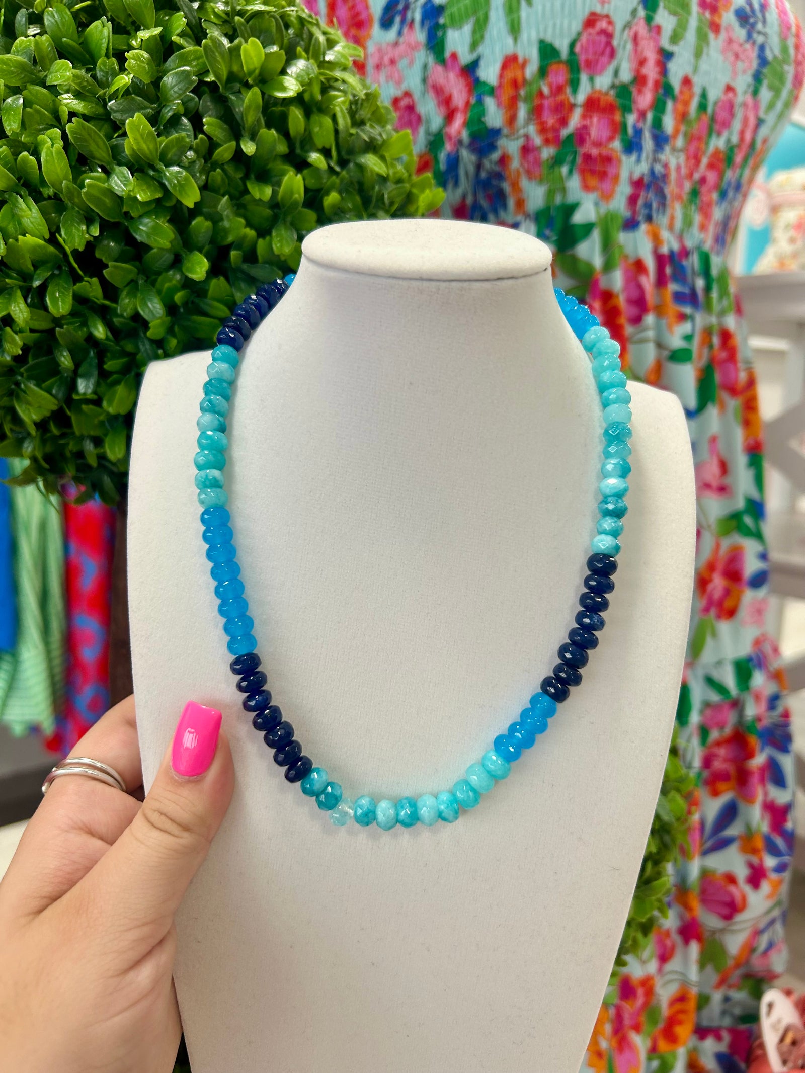 SHADES OF BLUE GEMSTONE NECKLACE