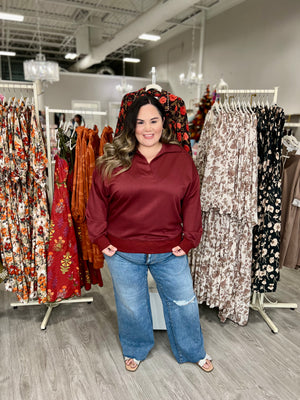 KASSIE MAHOGANY PULLOVER TOP
