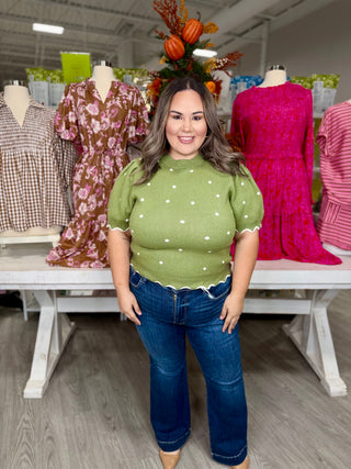 ROCIO OLIVE GREEN SWEATER TOP