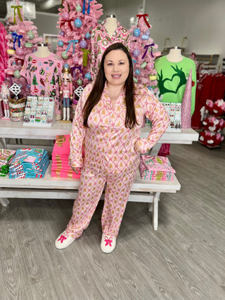 Way To My Heart Silky Satin Pajama Long Sleeve Set,