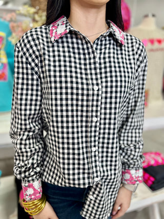 Heidi Top- Blk Wht Gingham