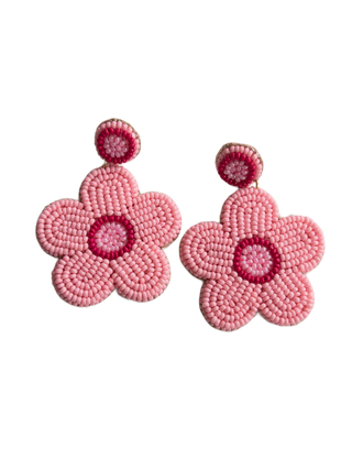 MULTI PINK BEADED FLOWER POST EARRINGS JANE MARIE