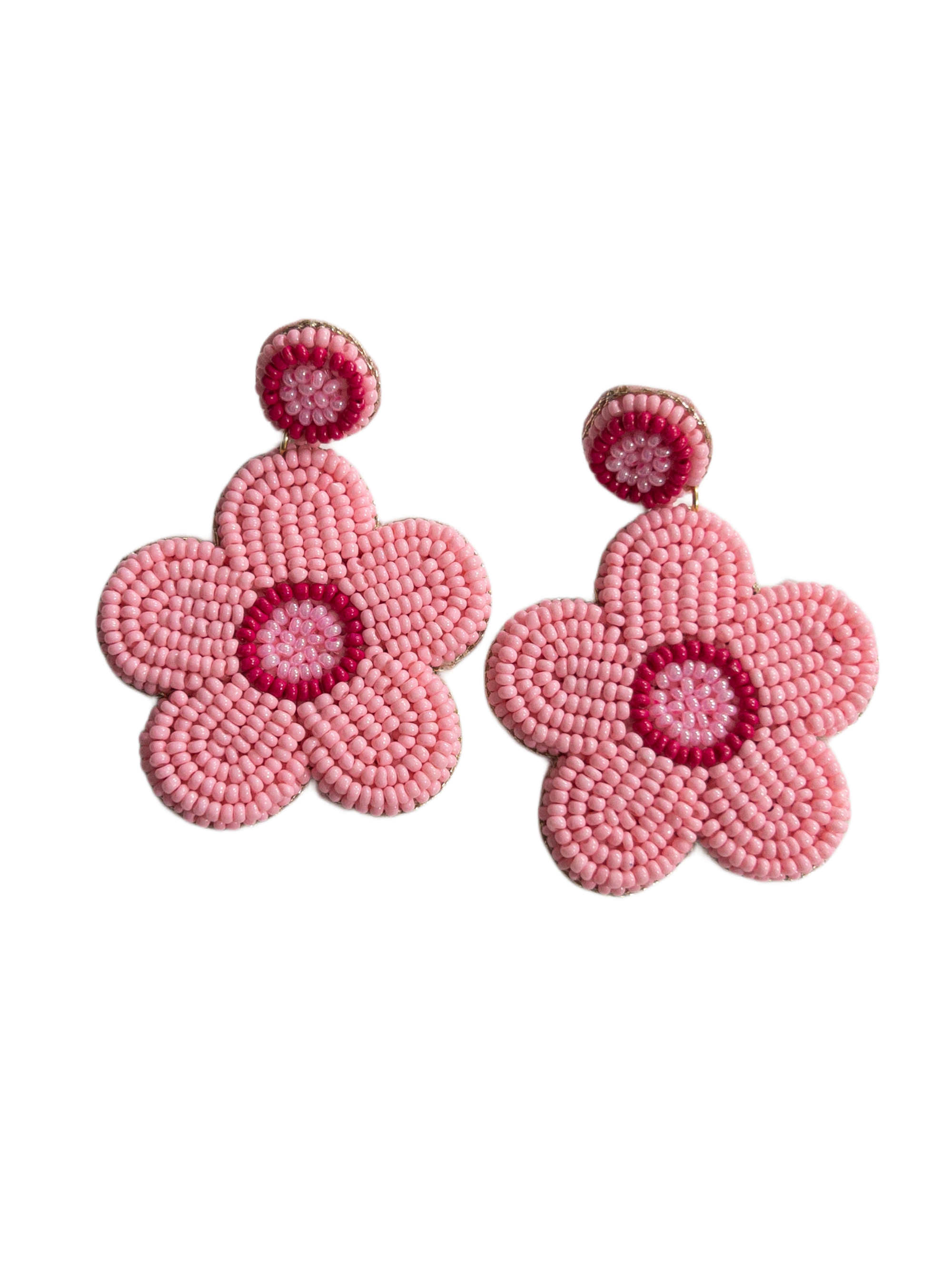 MULTI PINK BEADED FLOWER POST EARRINGS JANE MARIE