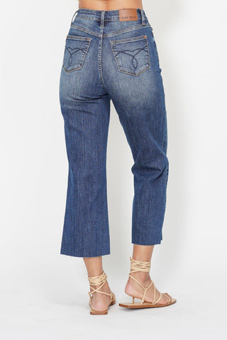 HUDA HW BACK POCKET EMBROIDERY CROP WIDE