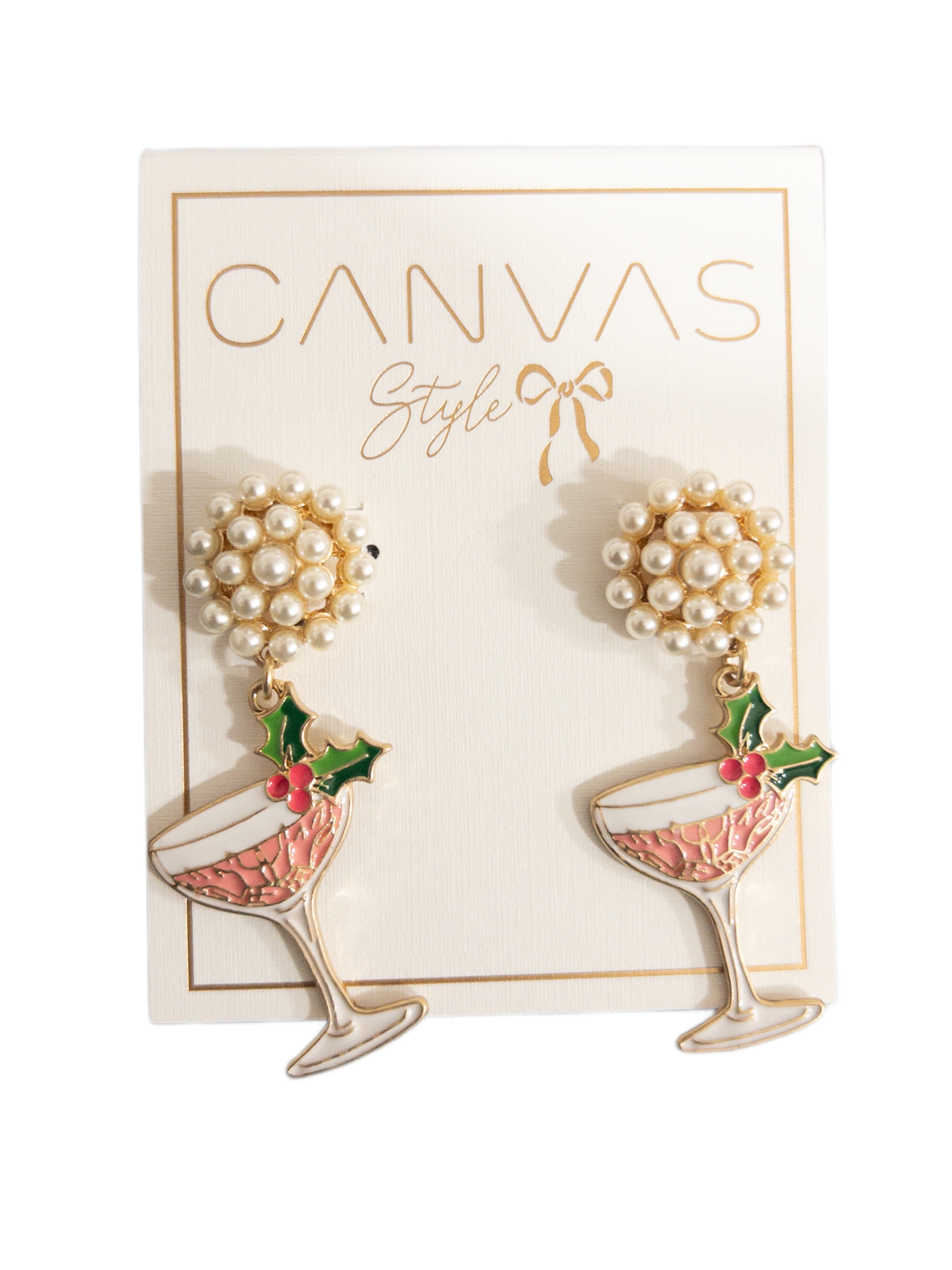 Festive Champagne Coupe Enamel Earrings