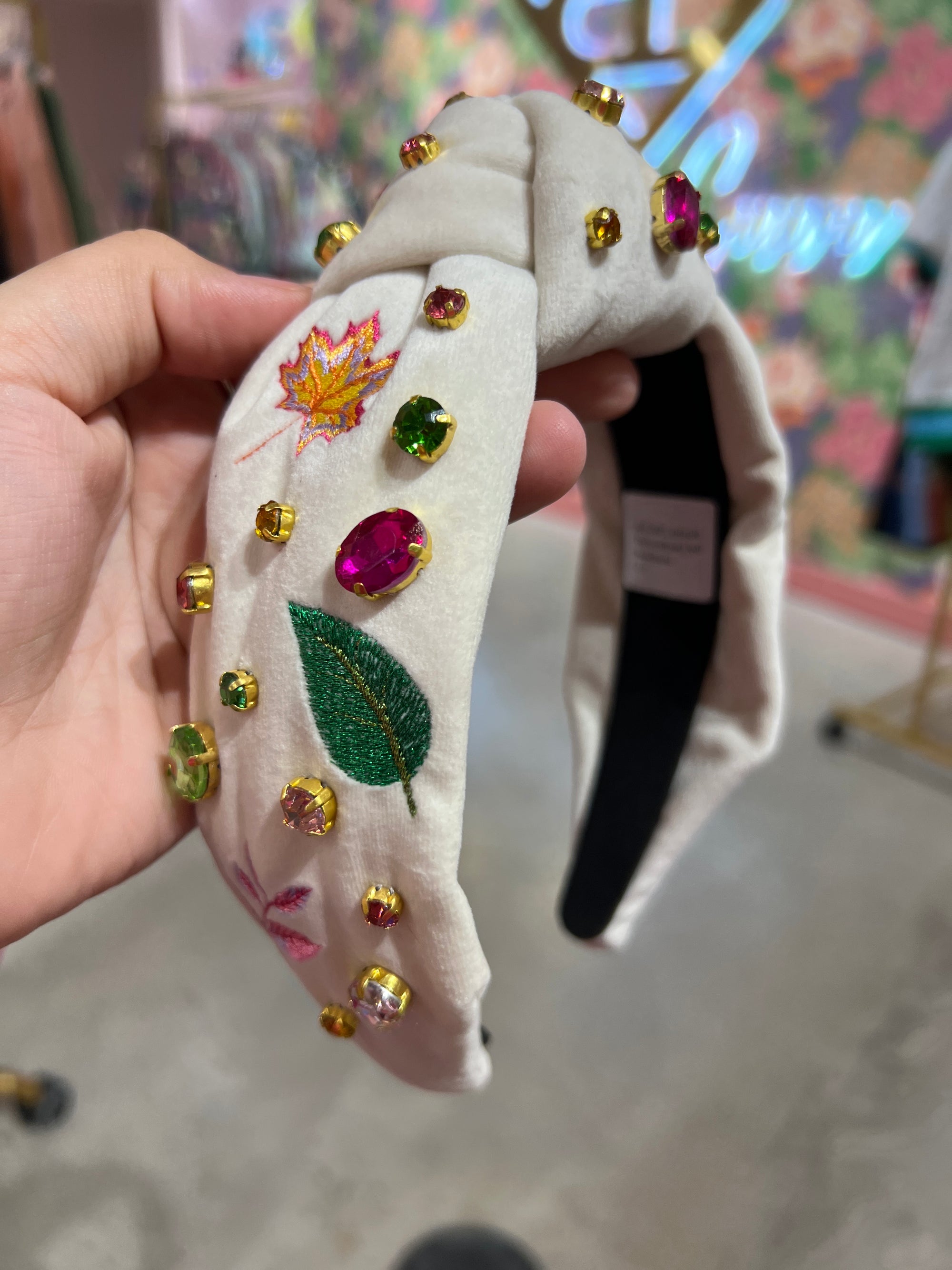 FALL EMBROIDERED LEAF HEADBAND D