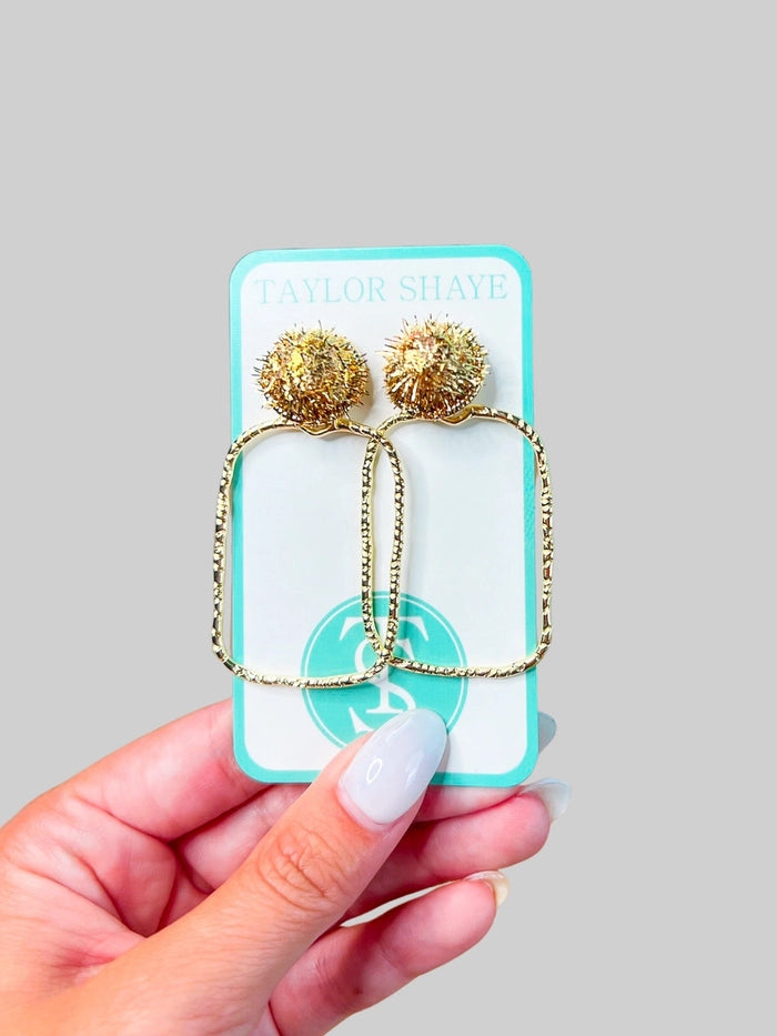 DARLA GOLD RECTANGLE HOOP EARRINGS