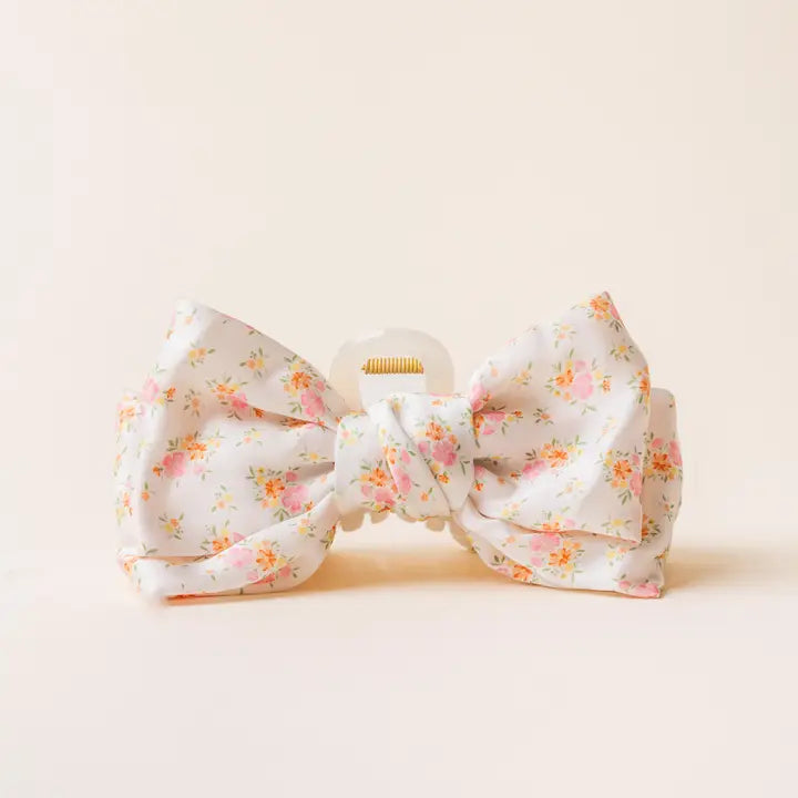 Satin Bow Claw Clip-Endless Daydream Cream