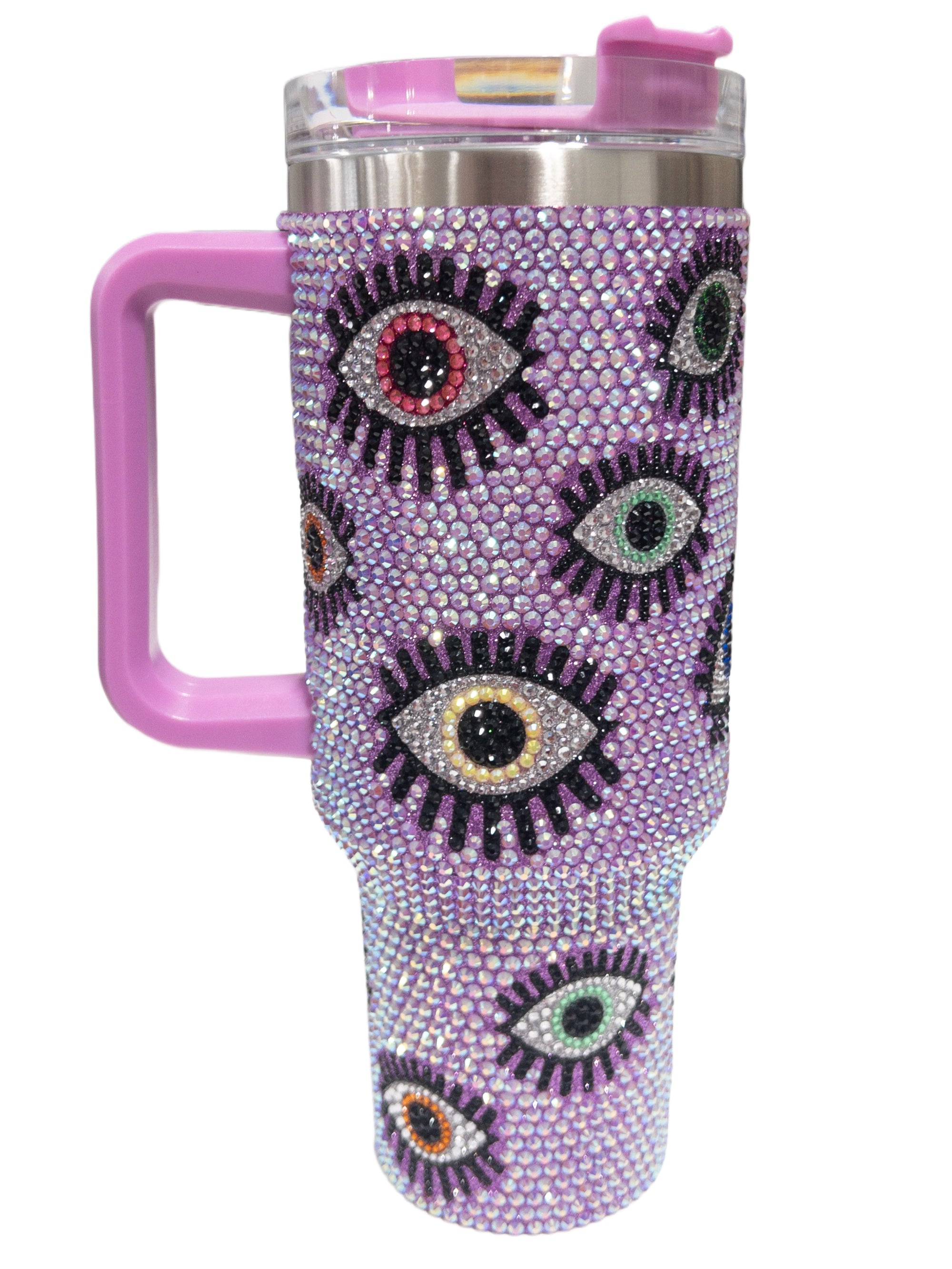 QUEEN OF SPARKLES PURPLE EYE RHINESTONE TUMBLER